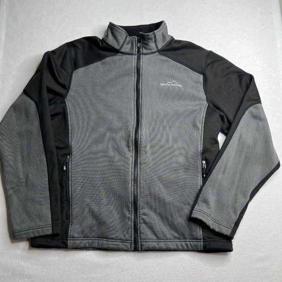 Men's Eddie Bauer Gray Black Full Zip Jacket Size M‎ - Picture 1 of 13